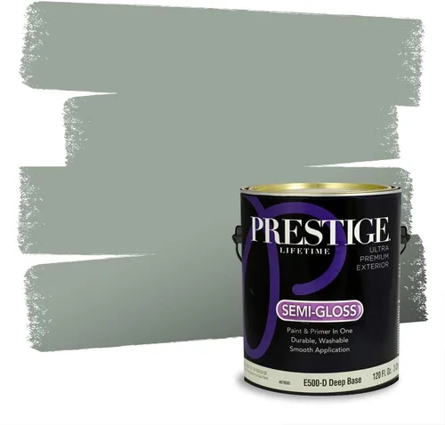 Miniatura 215 de Prestige Paints - Pintura exterior e imprimación en uno, 1 galón, plano, compatibilidad comparable con el color menta «Whipped Mint» de Behr