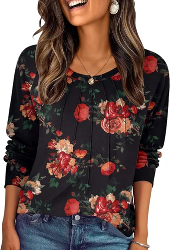 Miniatura 12 de Zeagoo Blusas de otoño para mujer, camisas de manga larga, blusas casuales de algodón, blusas plisadas elegantes 2025