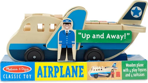 Miniatura 6 de Melissa & Doug Juego de avión de madera con 4 figuras de juego y 4 maletas