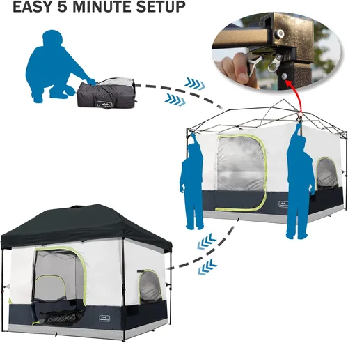 Miniatura 6 de KAMPKEEPER Tienda interior de campamento para toldo desplegable, convierte el toldo de pierna recta de 10 x 10 pies en tienda de campaña – techo