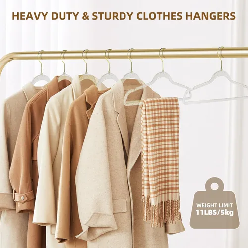 Miniatura 5 de Perchas de plástico transparente – Paquete de 20 perchas antideslizantes para abrigos y ropa con purpurina brillante para bodas – Organización