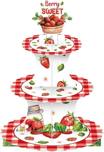 Miniatura 9 de Soporte retro para cupcakes de los años 80, 3 niveles de vuelta a los años 80 para fiesta de discoteca de cartón, bandeja redonda para postres