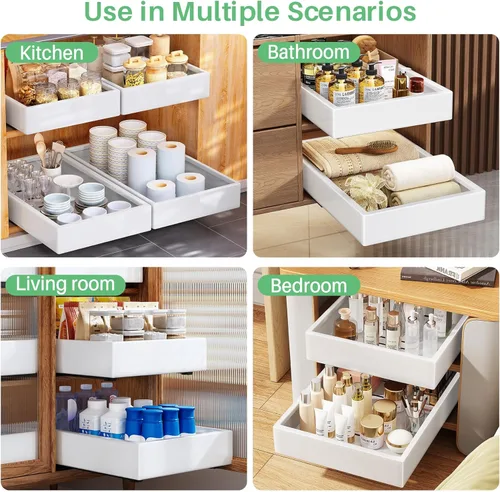 Miniatura 9 de Organizador de Gabinete Extraíble, 21" de Profundidad, 20" de Ancho, Cajones Deslizables de Extensión Completa y Servicio Pesado Fijados con Blanco