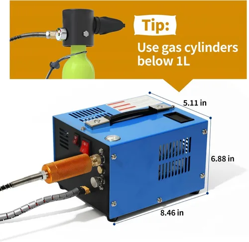 Miniatura 2 de Compresor de aire PCP 4500Psi/30Mpa sin agua/aceite PCP bomba de aire, compresor automotriz de 12 V CC 110 V CA PCP pistola de aire con convertidor