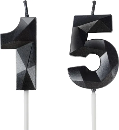 Miniatura 165 de Velas de cumpleaños número 15, velas número 15, velas de feliz cumpleaños de oro rosa para pastel, decoraciones de cobertura de pastel de diseño 3D