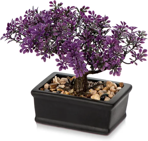 Miniatura 13 de Árbol bonsái artificial, enebro, plantas artificiales para interiores, pequeñas plantas falsas para decoración con macetas de cerámica