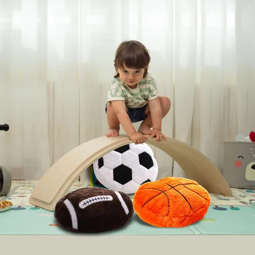 Miniatura 6 de Juego de 2 cojines suaves y esponjosos para deportes de baloncesto, cojín de temática deportiva de felpa de baloncesto, juguetes de esfera, regalo