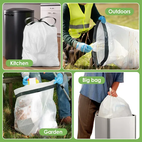 Miniatura 28 de Bolsas de basura de 7 galones, 100 unidades, bolsas de basura con cordón resistentes de Teivio, bolsas para papeleras de baño, bolsas de plástico