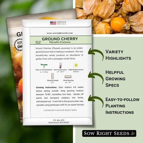 Miniatura 2 de Sow Right Seeds - Semillas de cerezas de tierra para plantar - Paquete de reliquia sin OMG con instrucciones para plantar un jardín de verduras