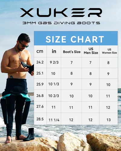 Miniatura 2 de XUKER Botas de Buceo de Neopreno, 5mm 3mm Zapatos de Agua Botines de Neopreno para Hombres y Mujeres con Suela de Goma Antideslizante y Cremallera