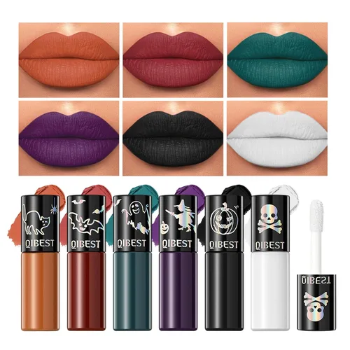 Miniatura 16 de QiBest 7 piezas de lápiz labial líquido mate y 1 pieza de set de maquillaje para labios voluminizadores, set de maquillaje de labios pigmentado