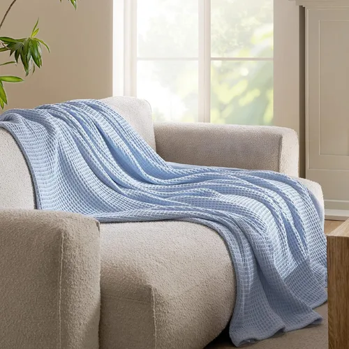Miniatura 3 de Bedsure Gentlesoft - Manta de 100 % algodón, tamaño Twin XL, para dormitorio universitario, transpirable y suave, manta Twin de tejido waffle