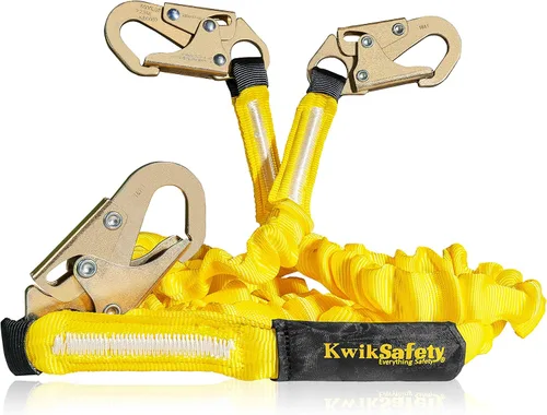 KwikSafety – Familia rattler, incluye 2 paquetes, 4 paquetes, combo, kit | Cordón de seguridad de una sola pierna con amortiguador interno, anclaje