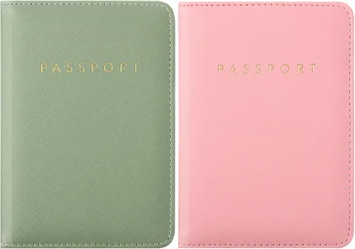 Miniatura 10 de 2 piezas de funda de pasaporte para viaje, impermeable, de cuero, cartera, libro de viaje, artículos esenciales para crucero para mujeres y hombres