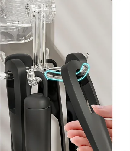 Miniatura 4 de Ganchos colgantes para utensilios de cocina, colgador de pared, gancho plegable giratorio de 360°, gancho de ventosa fuerte, estante para utensilios