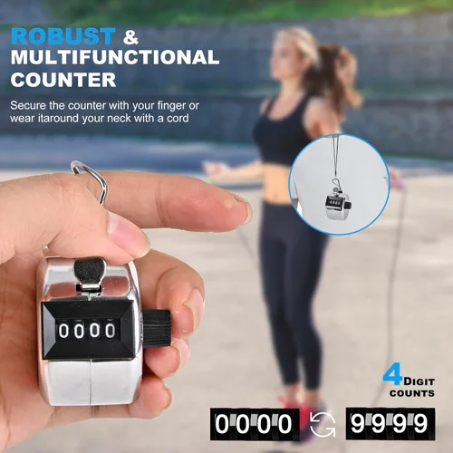 Miniatura 5 de TESEAS Clicker Counter - Contador manual de mano, contador de 4 dígitos, paquete de 2 contadores mecánicos de mano, clickers para pitch, umpire