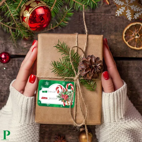 Miniatura 3 de 80 Etiquetas Adhesivas Grandes de Papel de Aluminio para Regalos de Navidad, 8 Diseños Jumbo - Etiquetas de Nombre de Navidad de y para Navidad