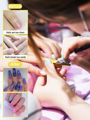 Miniatura 6 de 200 piezas de formas de uñas para uñas acrílicas, formas de uñas acrílicas rectangulares, guía de formularios de extensión de uñas para poligel