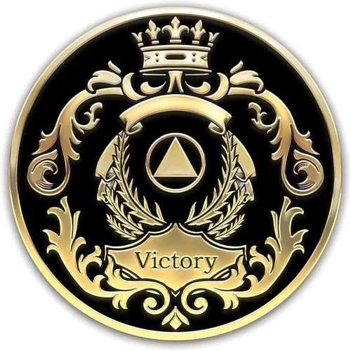 Galileo® The Victory Crown - Moneda AA | Medallón Alcohólico Anónimo | Moneda de sobriedad de 1 a 10 años | Regalo AA | The Royal Collection (negro,