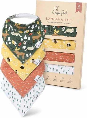 Miniatura 15 de Copper Pearl Baberos tipo bandana para bebé, paquete de 4 baberos de algodón suave para babear y dentición, absorbentes, ajuste ajustable, muchos