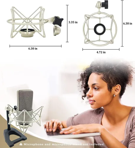 Miniatura 5 de Grneric Metal Micrófono Shockmount & Soporte para Neumann TLM 103/M147 - Plata
