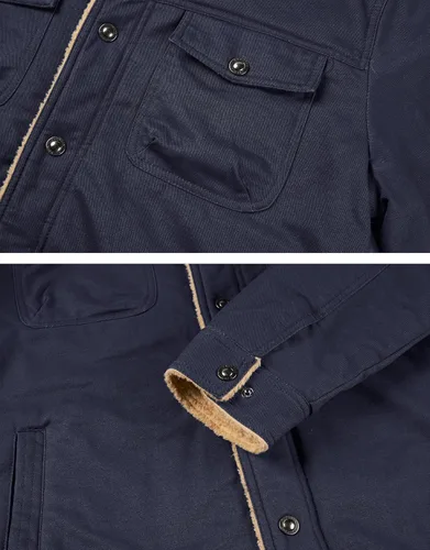Miniatura 5 de MAGNIVIT Chaqueta tipo cargo de algodón para hombre, con forro polar, abrigo de trabajo con 5 bolsillos