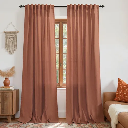 Miniatura 91 de KOUFALL Cortinas de lino azul marino de 84 pulgadas de largo, cortinas transparentes azul oscuro para sala de estar y dormitorio, medianoche