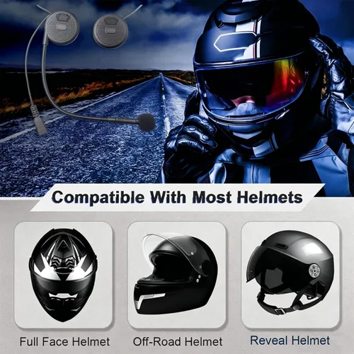 Miniatura 9 de QSPORTPEAK L1M Casco de motocicleta Bluetooth auricular auricular impermeable intercomunicador interfono micrófono incorporado