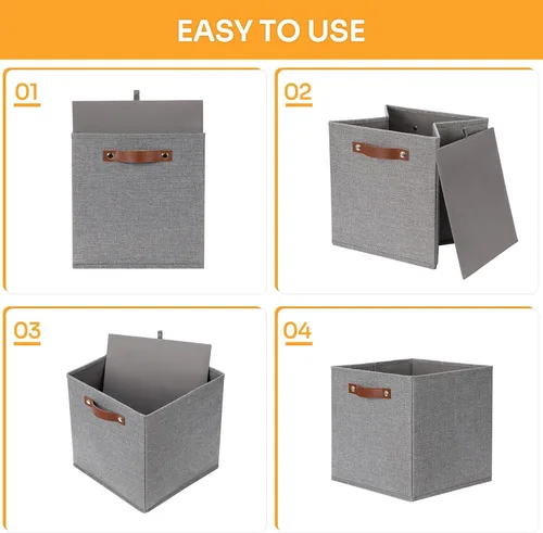 Miniatura 2 de DULLEMELO Cubos de almacenamiento de tela, cubos de 12 pulgadas para canasta de regalo vacía, juguetes, ropa de guardería, organizadores de armario