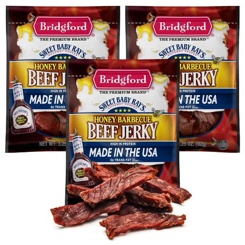 Miniatura 14 de Bridgford Sweet Baby Ray's Beef Jerky Honey BBQ de 3.25 onzas, paquete de 2 – Cecina alta en proteínas para impulso de energía del mediodía