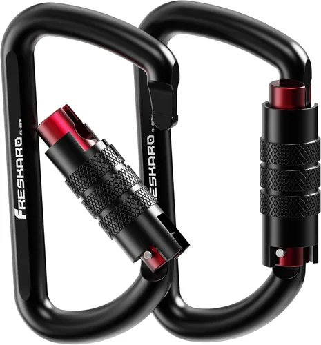 FresKaro Clips de Mosquetón con Bloqueo Automático de 3 pulgadas, 12 kN-2698 libras, Forma D Sólida, Aluminio 7075 de Servicio Pesado, Ligero, 1.09