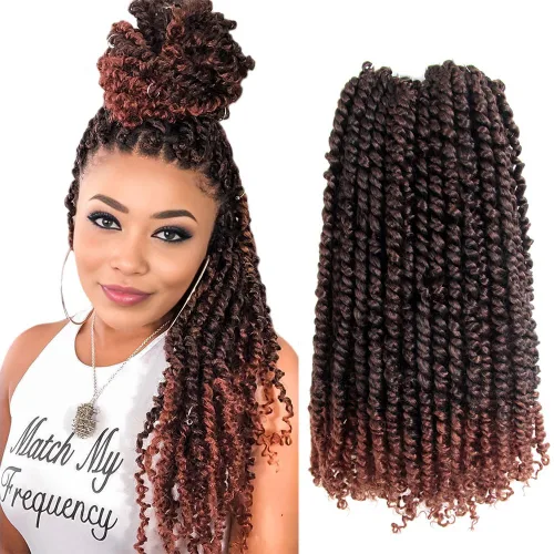 Miniatura 21 de Pelo Passion Twist de 8 pulgadas, trenzas de ganchillo pretrenzadas, paquetes de 8 paquetes (1B/negro natural)