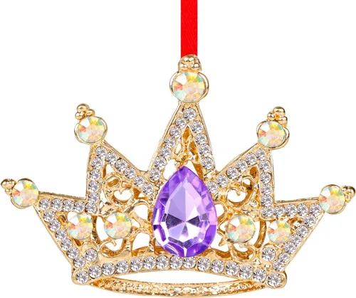 Miniatura 8 de WaaHome Adornos de Navidad de corona dorada de metal para reina y rey, adornos de recuerdo para decoración de árbol de Navidad, regalos para Verde