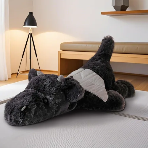 Miniatura 11 de Peluche de dragón negro, 20.5 pulgadas 2.2 libras, peluche gigante súper suave, almohada corporal, regalos de cumpleaños para bebés y niñas