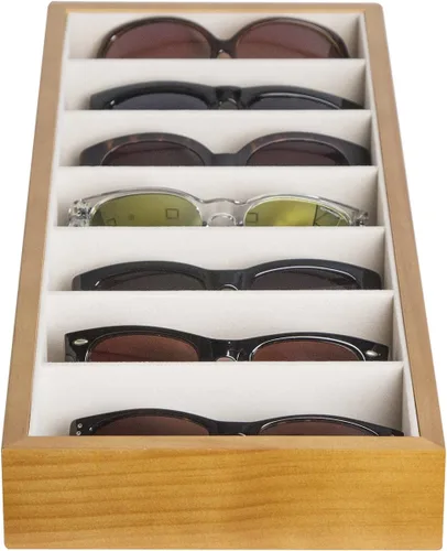 Miniatura 4 de J JACKCUBE DESIGN JackCubeDesign MK374 - Organizador de exhibición de lentes con 7 compartimentos de madera, Madera clara