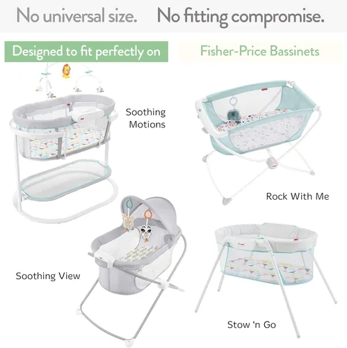 Miniatura 2 de Sábanas ajustadas de moisés para moisés Fisher Price Soothing Motions, Stow and Go, Rock with Me y Soothing View – Suavemente suaves 100% algodón