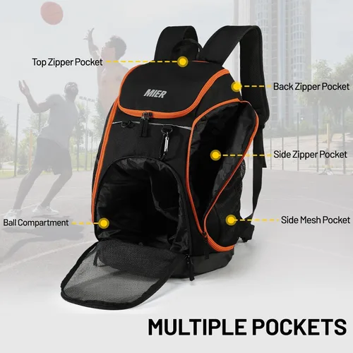Miniatura 6 de MIER Gym Backpack 40L Basketball Backpack with Ball Compartment & Shoes Storage Multi-Functional Sports Soccer Bag Large Equipment Back Pack