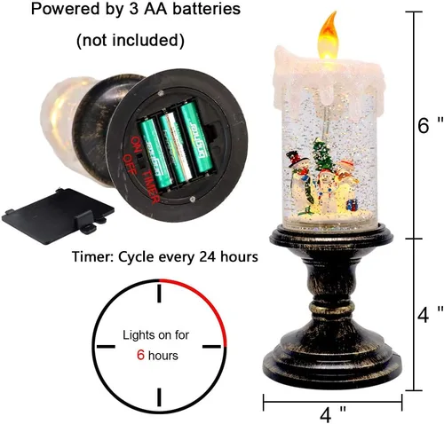Miniatura 2 de Eldnacele Velas de Globo de Nieve de Halloween Lámpara Iluminada, Operada con Batería Vela Giratoria Espeluznante de Tornado de Agua Brillante Sin