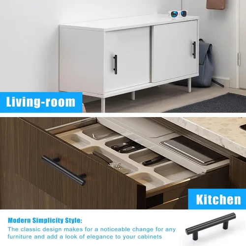 Miniatura 2 de Asas para gabinete de cocina, de acero inoxidable, color negro