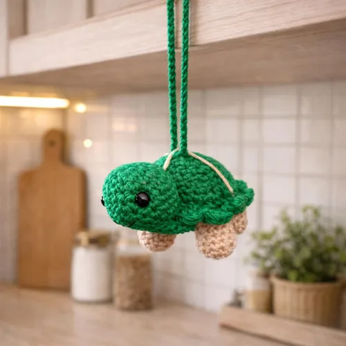 Miniatura 8 de Adorno colgante hecho a mano de tortuga de ganchillo, bonito dije para espejo retrovisor de automóvil, accesorio de mochila, decoración de guardería