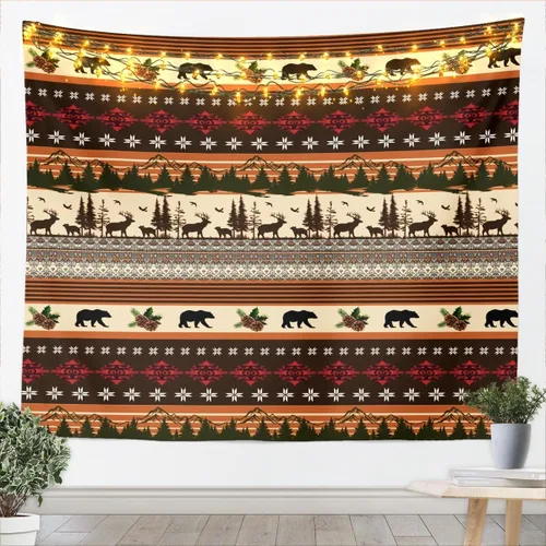 Miniatura 4 de Tapiz de vaca de las tierras altas, tapices aztecas nativos del suroeste, animales de granja, arte exótico nórdico, atrapasueños, arte de pared