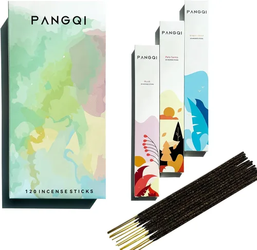 Miniatura 6 de India - Palitos de incienso hechos a mano - Juego de 6 inciensos (120 palos) para yoga, pilates, meditación, tarot - almizcle, Palo Santo, sangre