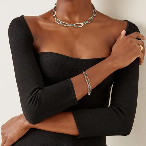 Miniatura 3 de LANE WOODS Collar y pulsera de cadena de oro para mujer y mujer, delicado y grueso, cadena de eslabones de cadena