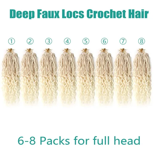 Miniatura 7 de Cabello de ganchillo para mujeres negras Goddess Locs de 14 pulgadas 8 paquetes 613 Locs falsos suaves preenganchados trenzas de ganchillo cabello