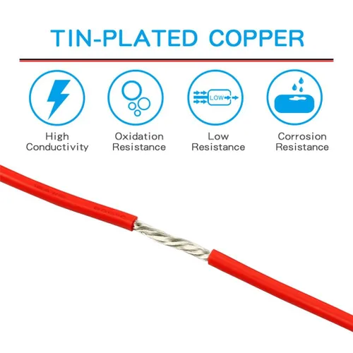 Miniatura 14 de BNTECHGO Cable de silicona calibre 12, 10 pies rojo y 10 pies negro, cable flexible de cobre estañado trenzado 12 AWG Alambre de silicona rojo