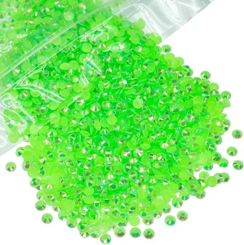 Miniatura 83 de qiipii - 5000 piezas, 4 mm, estrases AB de resina color aguamarina verde para manualidades, piedras de gel planas verde agua AB, gemas al por mayor