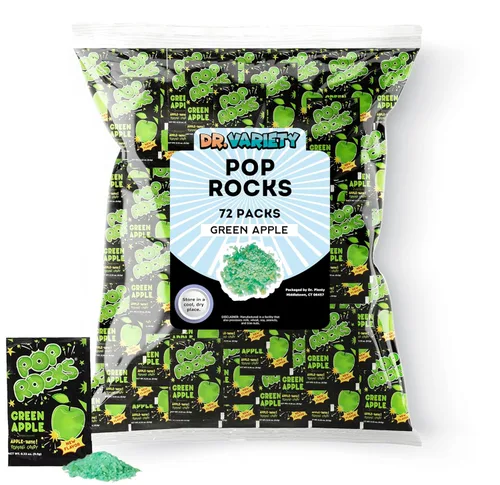 Pop Rocks Green Apple a granel (0.33 onzas) – Paquete de 72 Poprocks con sabor a manzana verde – Caramelo retro de roca agrietada – por Dr. Variety
