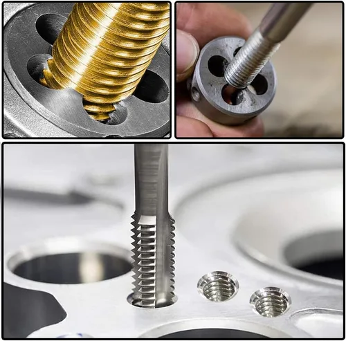 Miniatura 6 de M16 X 1.5 Métrico Grifo y Troquel Set M16 X 0.059 in HSS Recto Estriado Máquina Rosca Mano Derecha Tornillo Macho y Troquel de Roscado Redondo