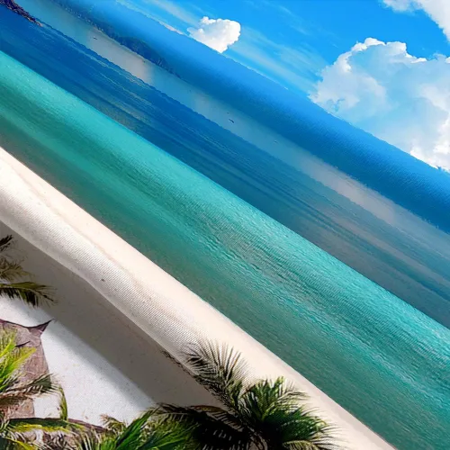 Miniatura 6 de Sanzugh - Tapiz de pared de playa del océano, arte de ventana falsa de naturaleza del mar de Hawái, tapices para colgar en dormitorio, dormitorio