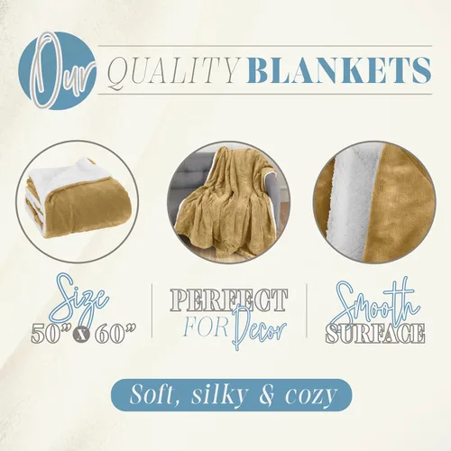 Miniatura 4 de Elegant Comfort Manta de Sofá Reversible de Sherpa Sólida, Manta para Todas las Estaciones - Súper Suave, Acogedora y Afelpada - Manta Decorativa